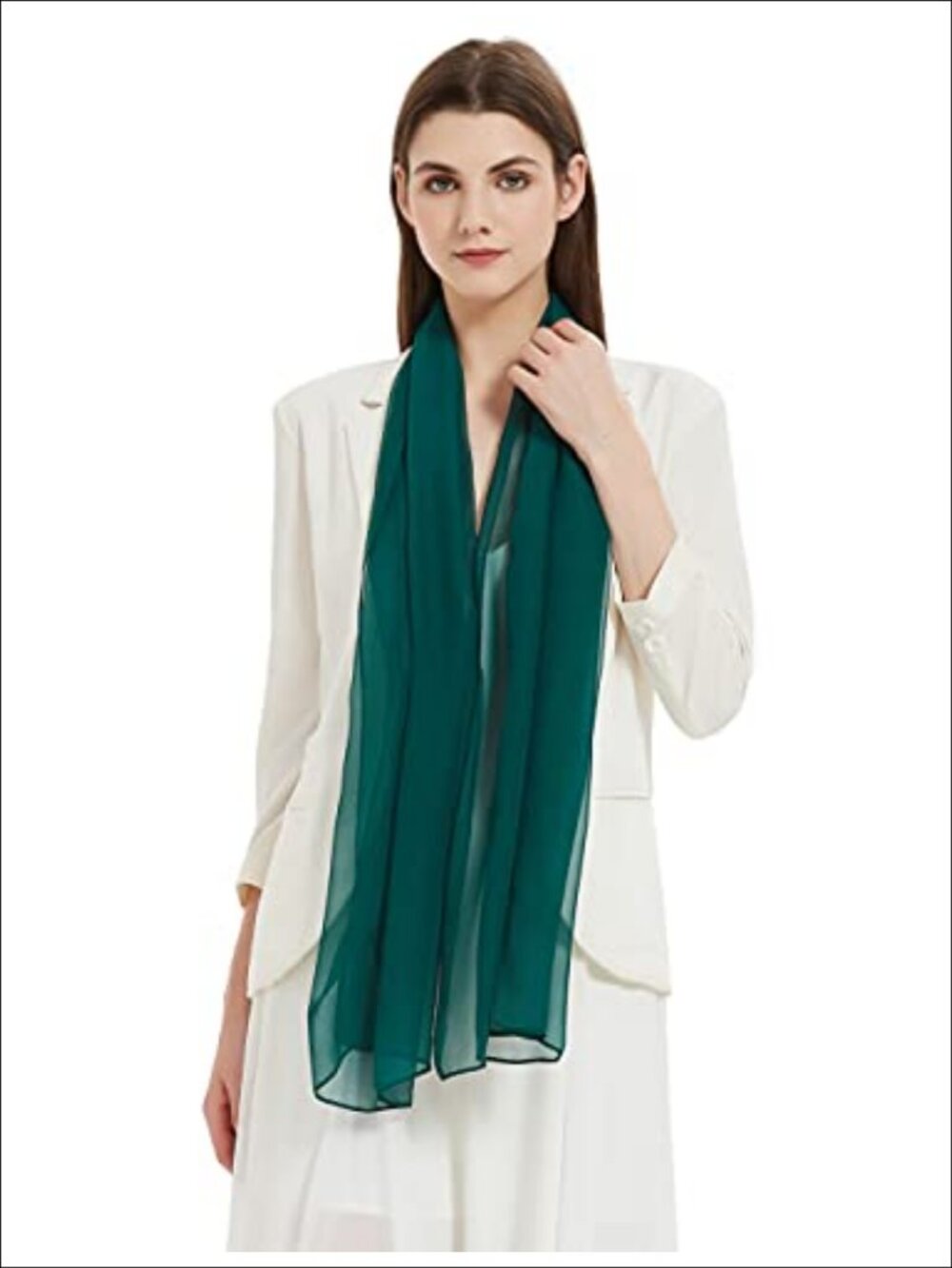 Long Chiffon Sheer Scarf Silk Polyester Lightweight 63x19.7
